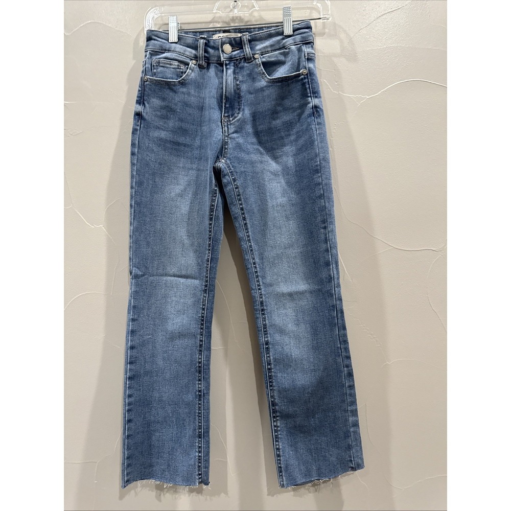 OAT New York Jeans Womens‎ 24 High Rise Straight Ankle Raw Hem Boho